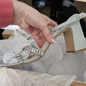 Jewel Badgley Mischka BrandRosa Block Heel Sandal with Gemstone Straps size 11